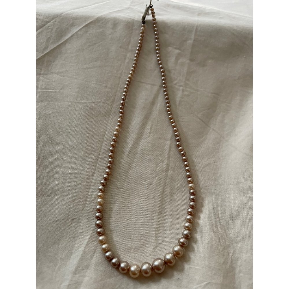 Vintage Cream & Beige Faux Pearl 1-Strand Necklace